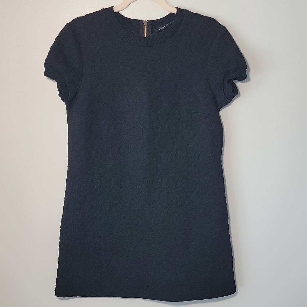 Zara Black Jacqard Short Knit Sweater Dress Large